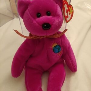 Ty Beanie Baby 9" MILLENIUM Purple Bear DOB: January 1, 1999